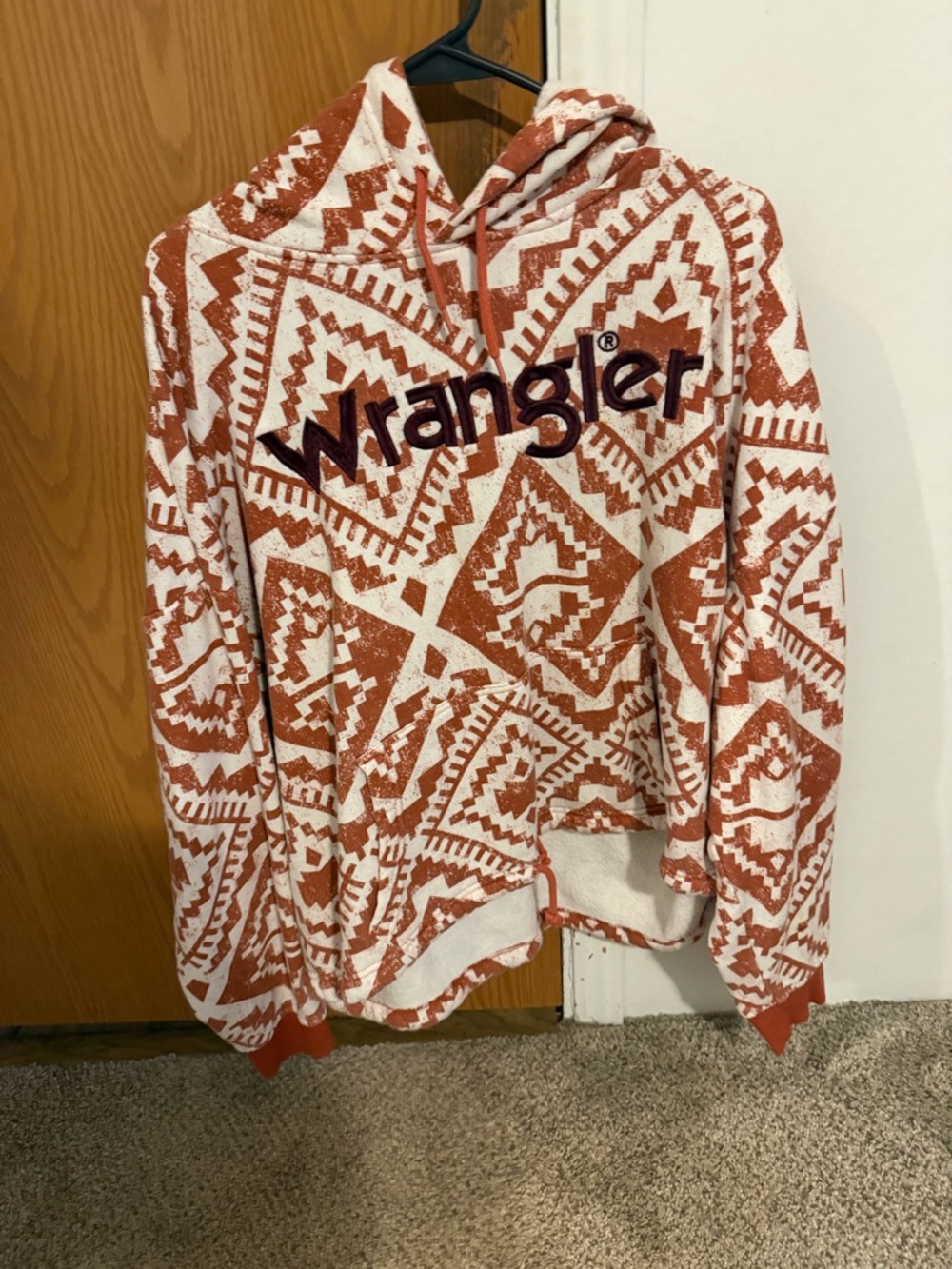 Wrangler Rust and Cream Aztec Hoodie